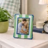 Portafoto 10x15 cm Summer legno verde bordi blu