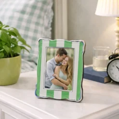 Portafoto 10x15 cm Summer legno verde bordo argento