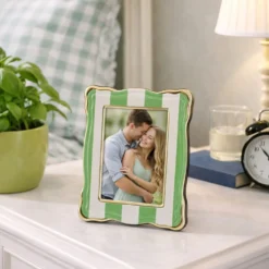 Portafoto 10x15 cm Summer legno verde bordo oro