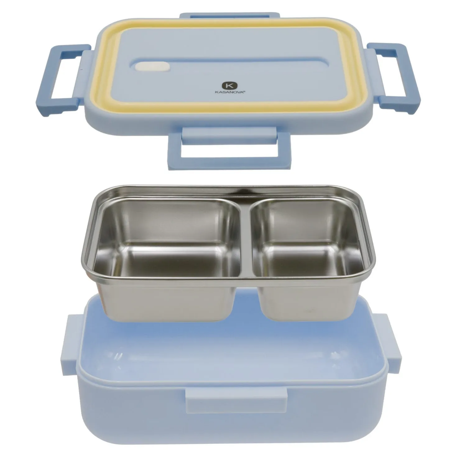 Porta pranzo contenitore acciaio con divisorio 730 ml azzurro