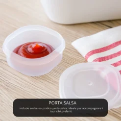 Porta pranzo quadrato 2 scomparti e posate Clicks bianco