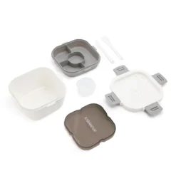 Porta pranzo quadrato 2 scomparti e posate Clicks bianco