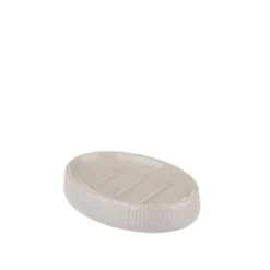 Porta sapone rigato in ceramica, grigio