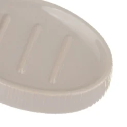 Porta sapone rigato in ceramica, grigio