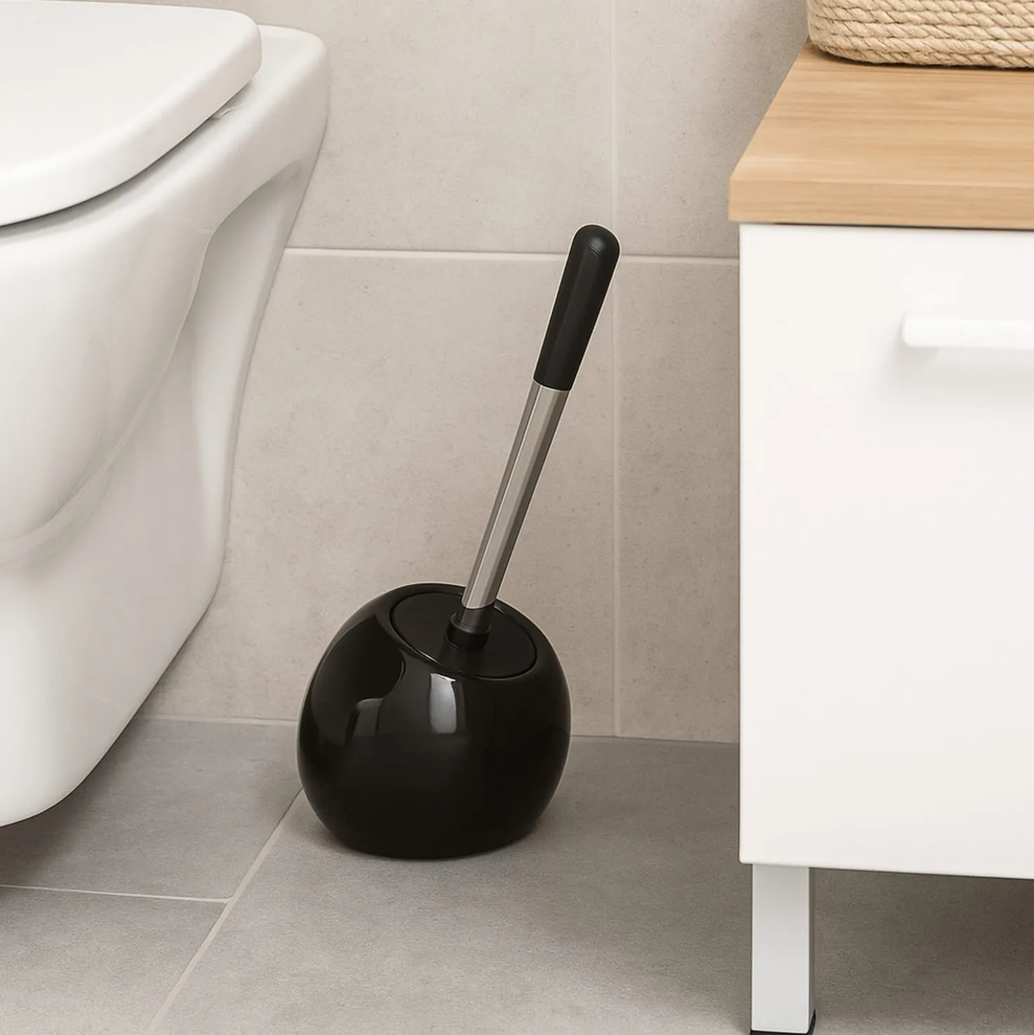 Portascopino WC ceramica nero