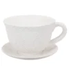 Portavaso bianco tazza in ceramica 28x22x14,5 cm