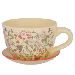 Portavaso giallo tazza in ceramica 29,5x22,5x14,8 cm