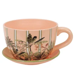 Portavaso rosa tazza in ceramica 29,5x22,5x14,8 cm