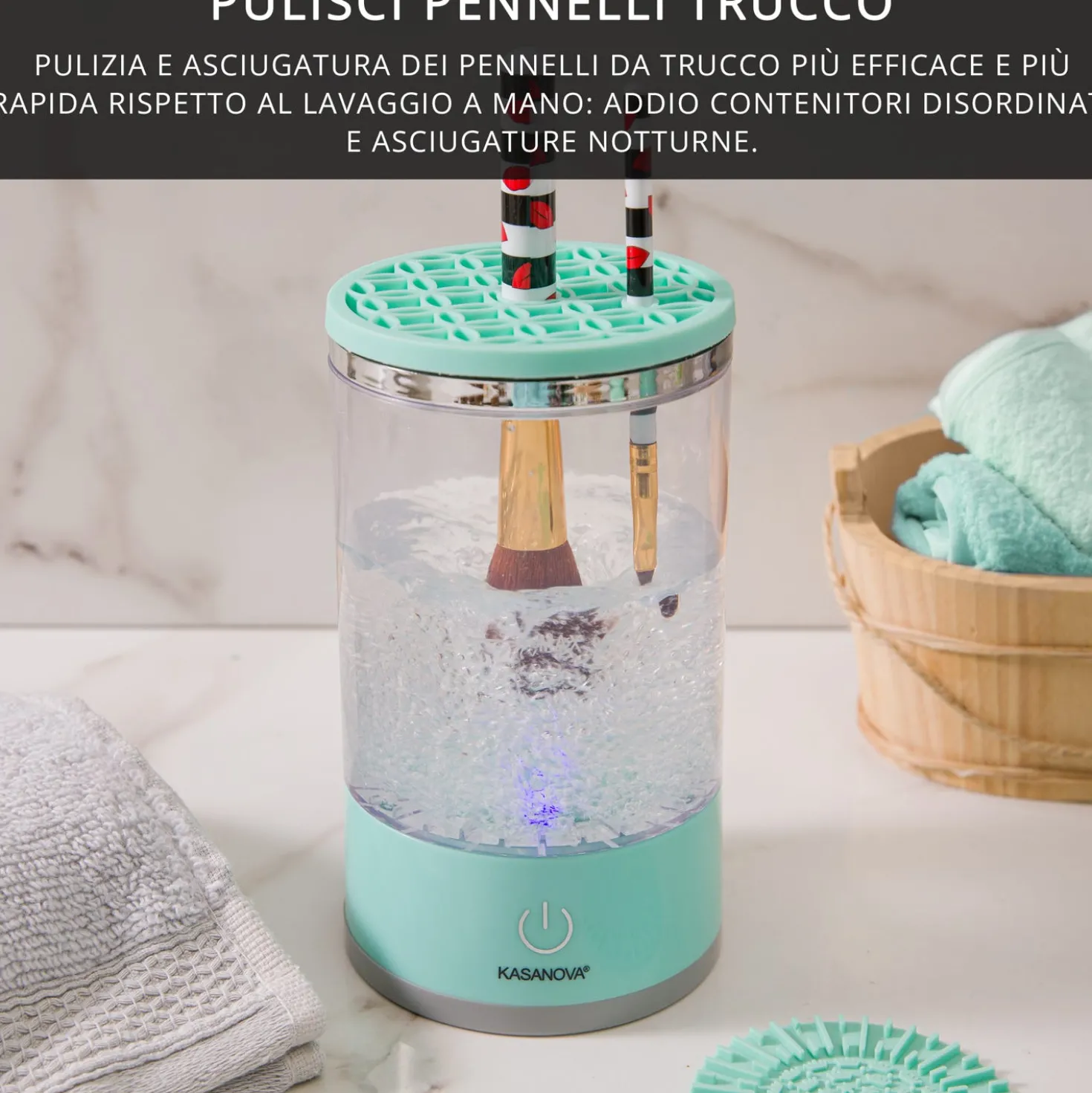 Pulitore elettrico per pennelli da trucco senza fili