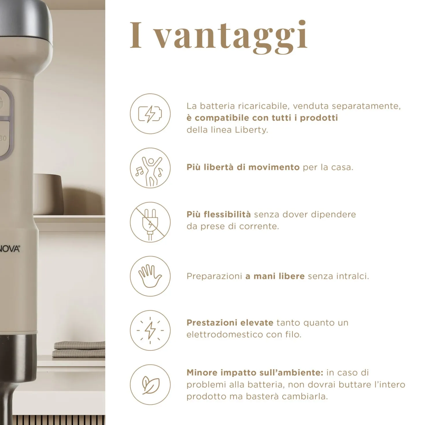 Robot da cucina senza fili 200 W Liberty senza batteria