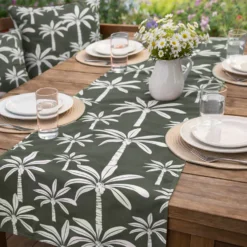 Runner da esterno 40x130 cm palme grigio
