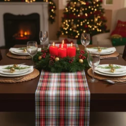 Runner tartan bianco 50x140 cm