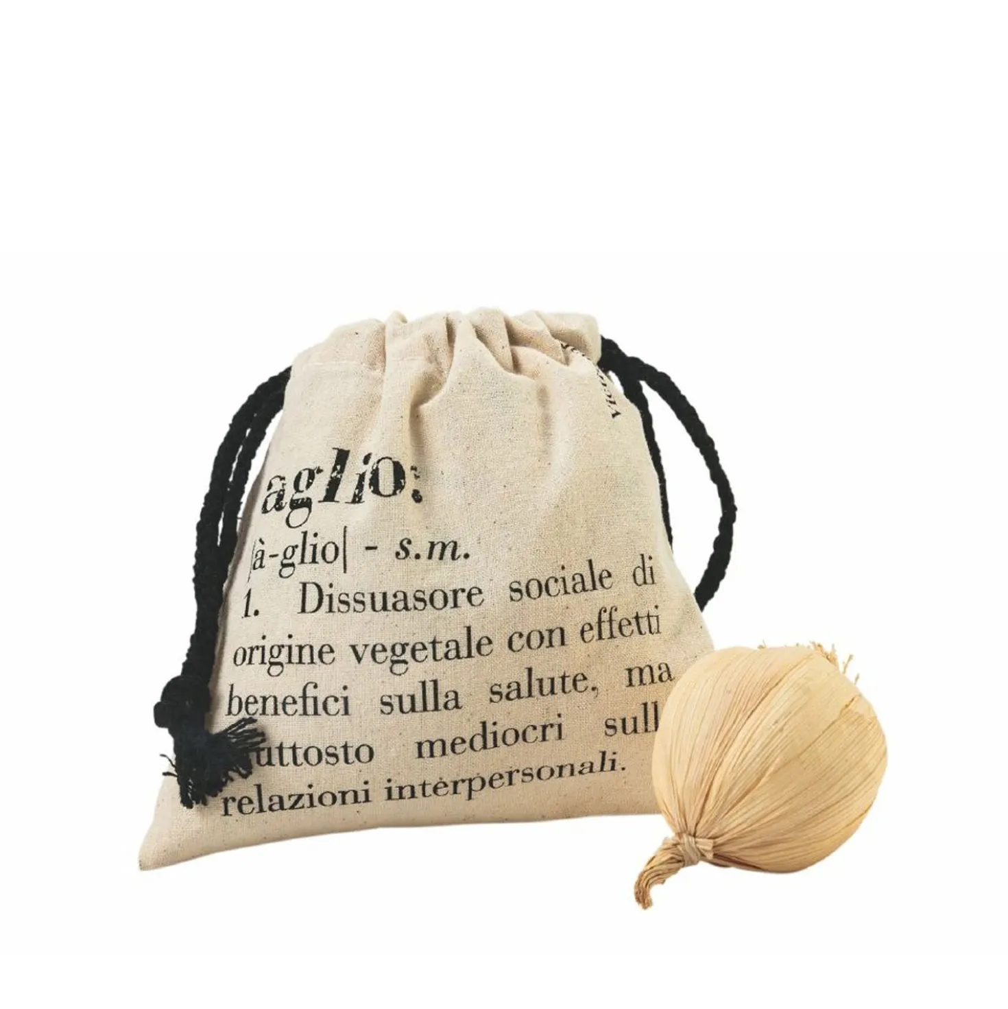Sacchetto aglio con scritte in cotone Victionary