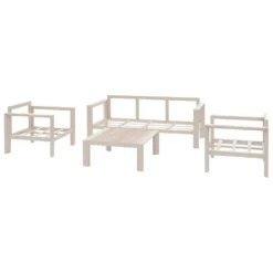 Salottino giardino divano 3 posti, poltrone e tavolino Evasion beige