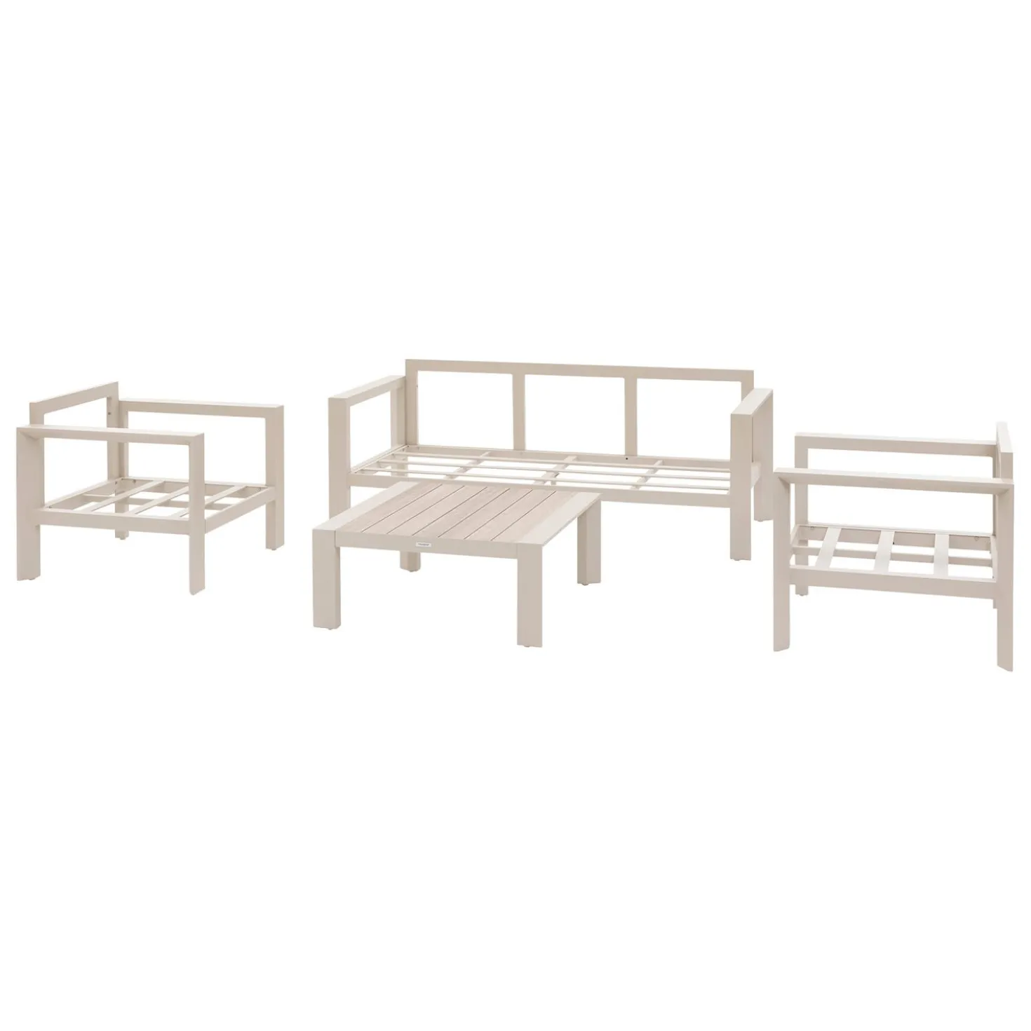 Salottino giardino divano 3 posti, poltrone e tavolino Evasion beige