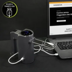Sbattitore elettrico senza fili con 2 fruste 200 W