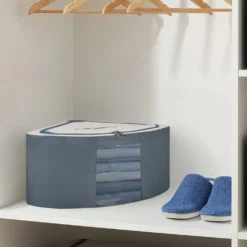 Scatola armadio angolare 63x28x48 cm doppia cerniera blu