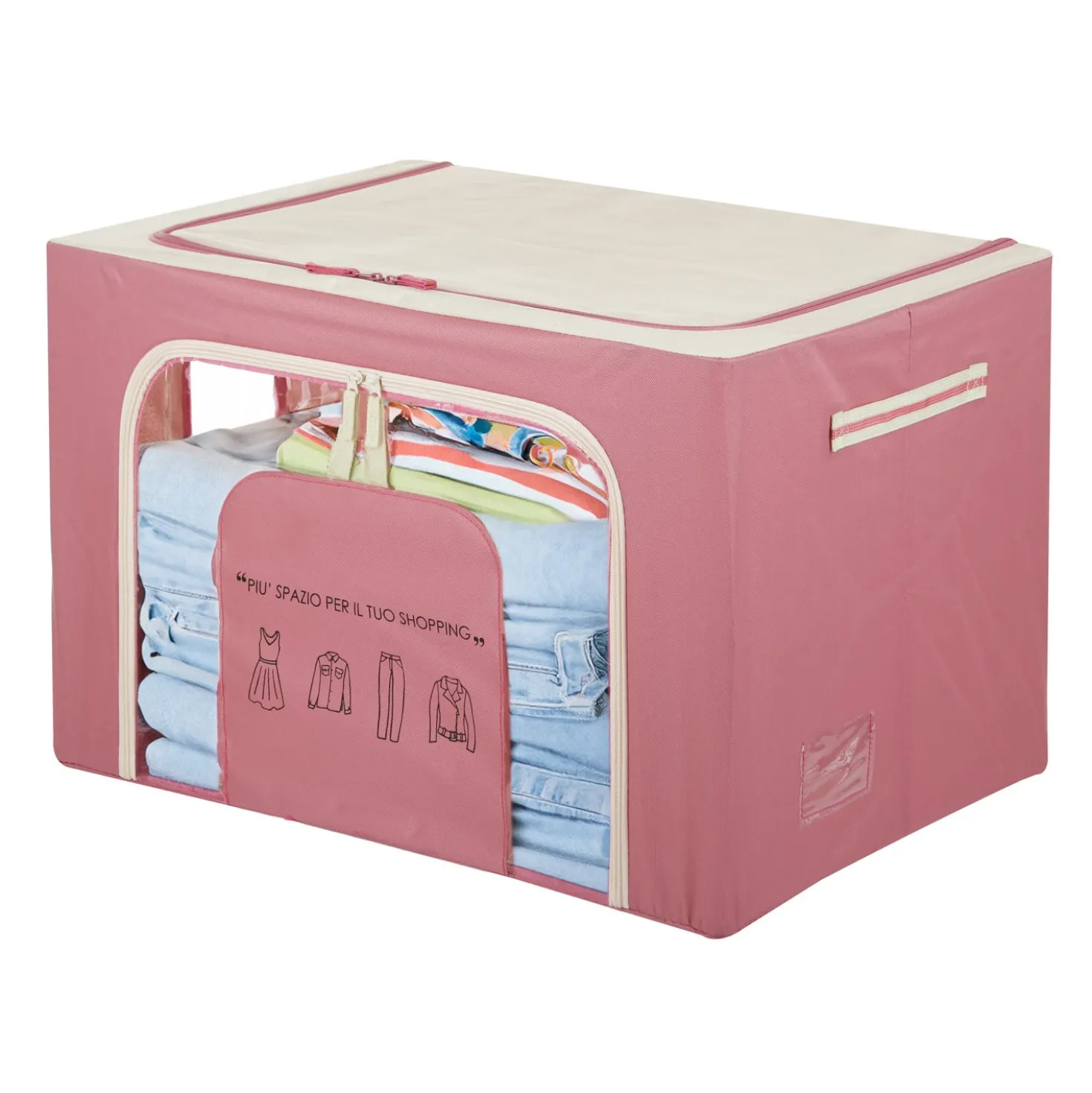 Scatola armadio 62x44x40 cm doppia cerniera e scritta malva