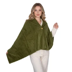 Scialle 70x160 cm verde motivo 3D Flannel