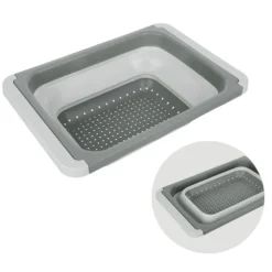 Scolapasta allungabile salvaspazio 26x12x55 cm grigio