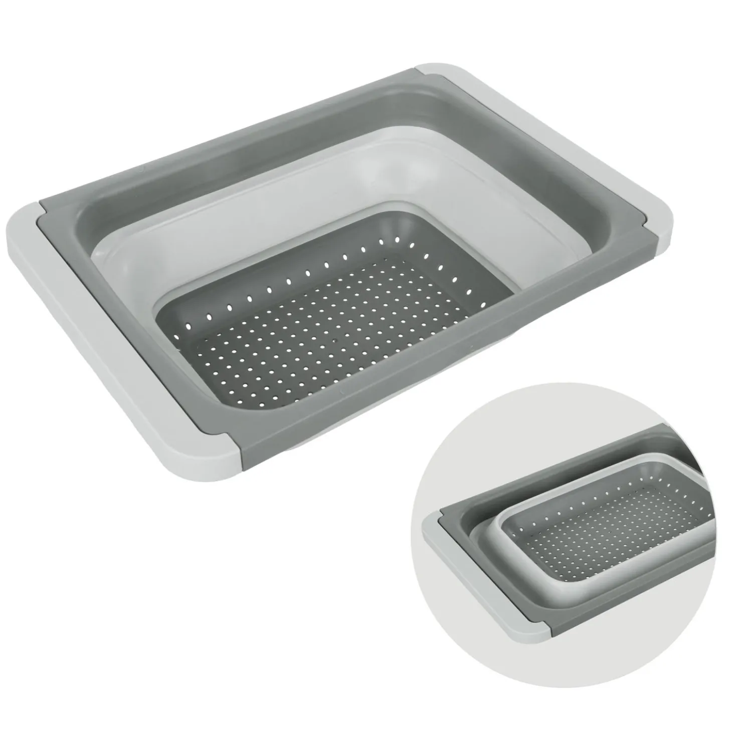 Scolapasta allungabile salvaspazio 26x12x55 cm grigio