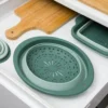 Scolapasta pieghevole salvaspazio tondo verde