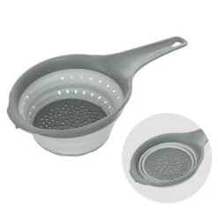 Scolapasta salvaspazio pieghevole grigio con manico