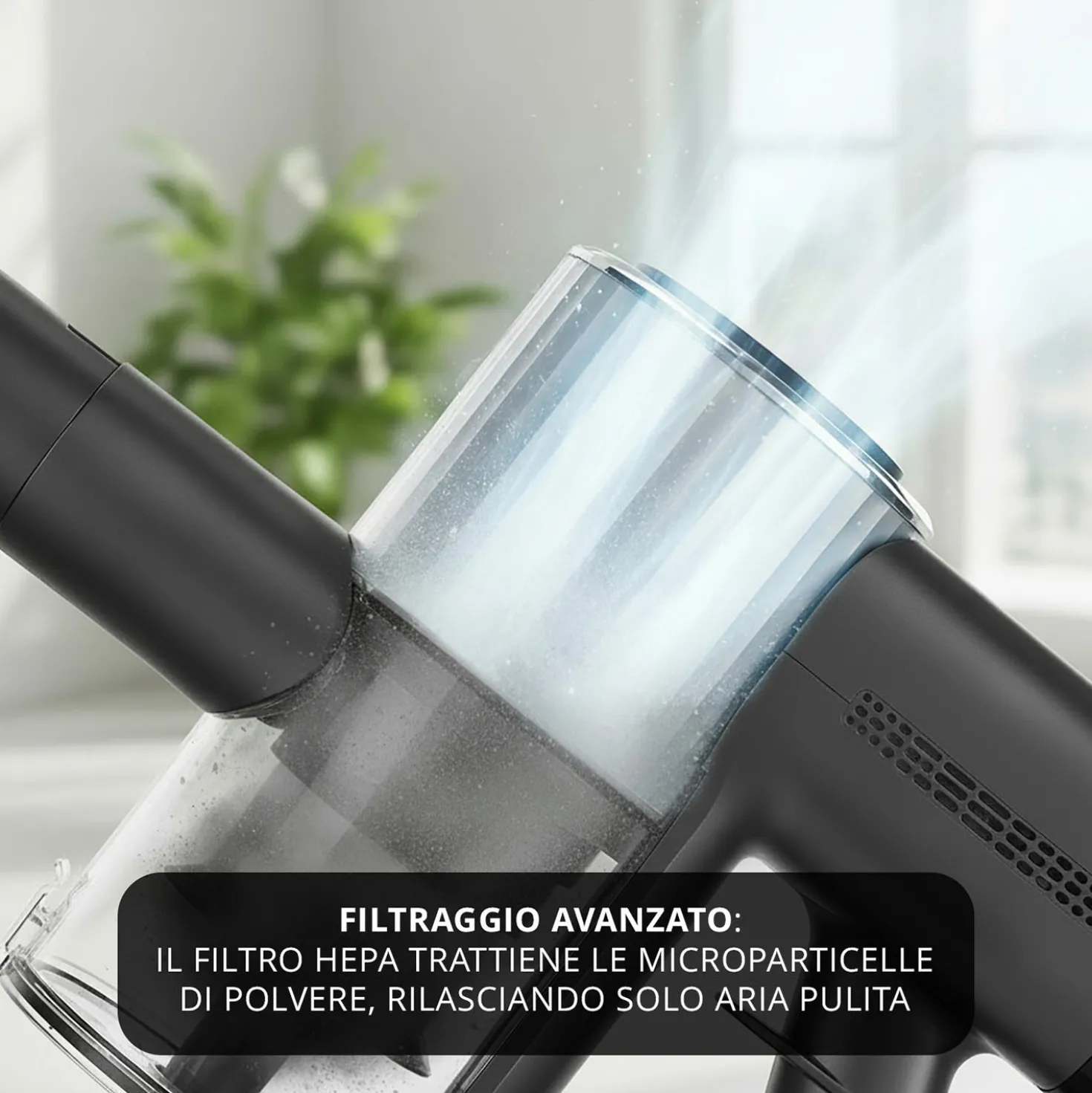 Scopa ciclonica senza fili 250 W argento
