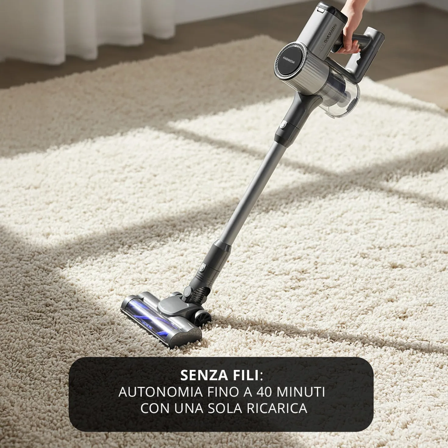 Scopa ciclonica senza fili 250 W argento