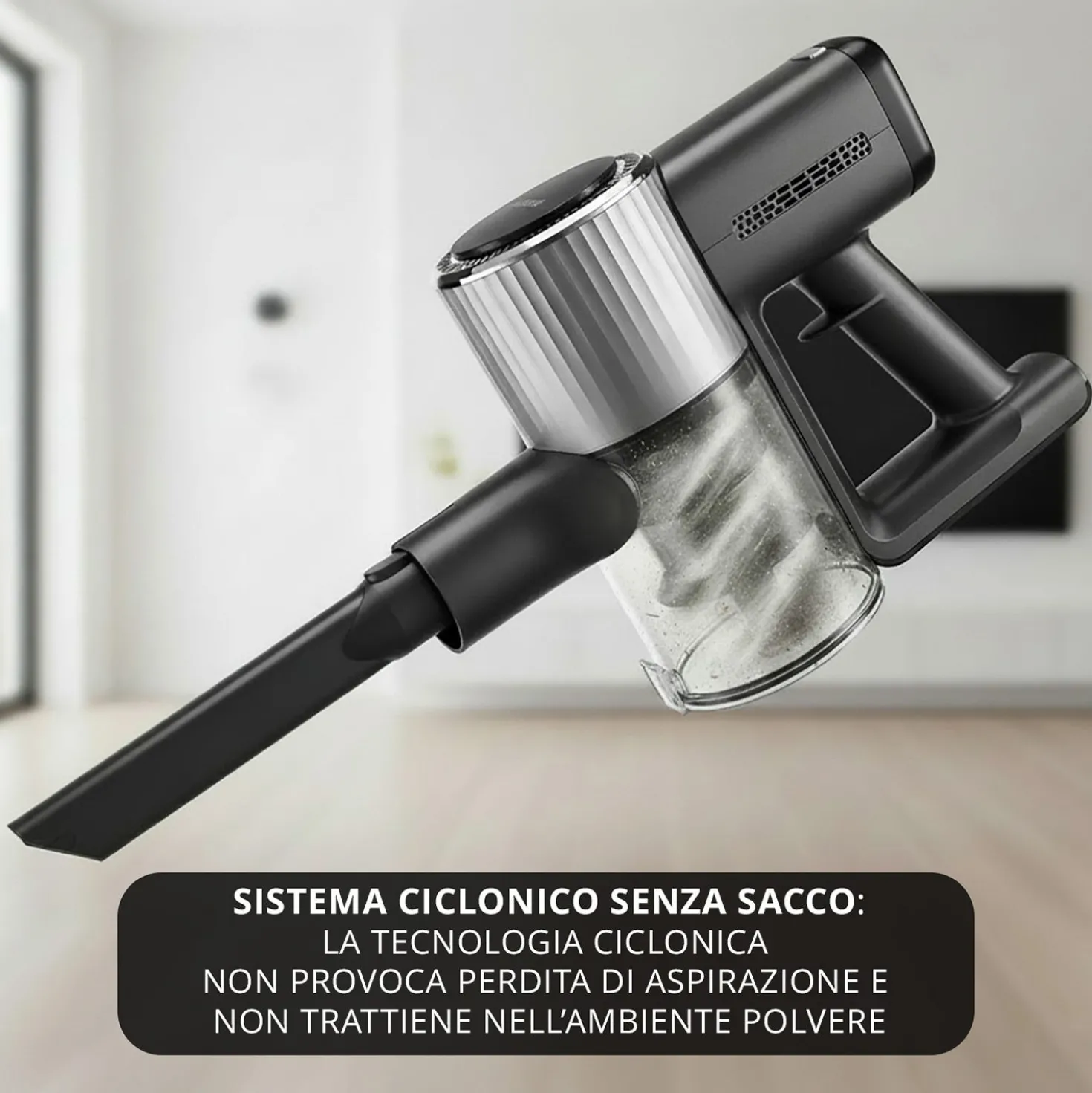 Scopa ciclonica senza fili 250 W argento