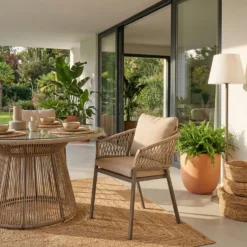Sedia da giardino con braccioli Oriengo beige