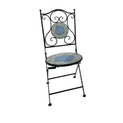 Sedia in ferro maiolica azzurra