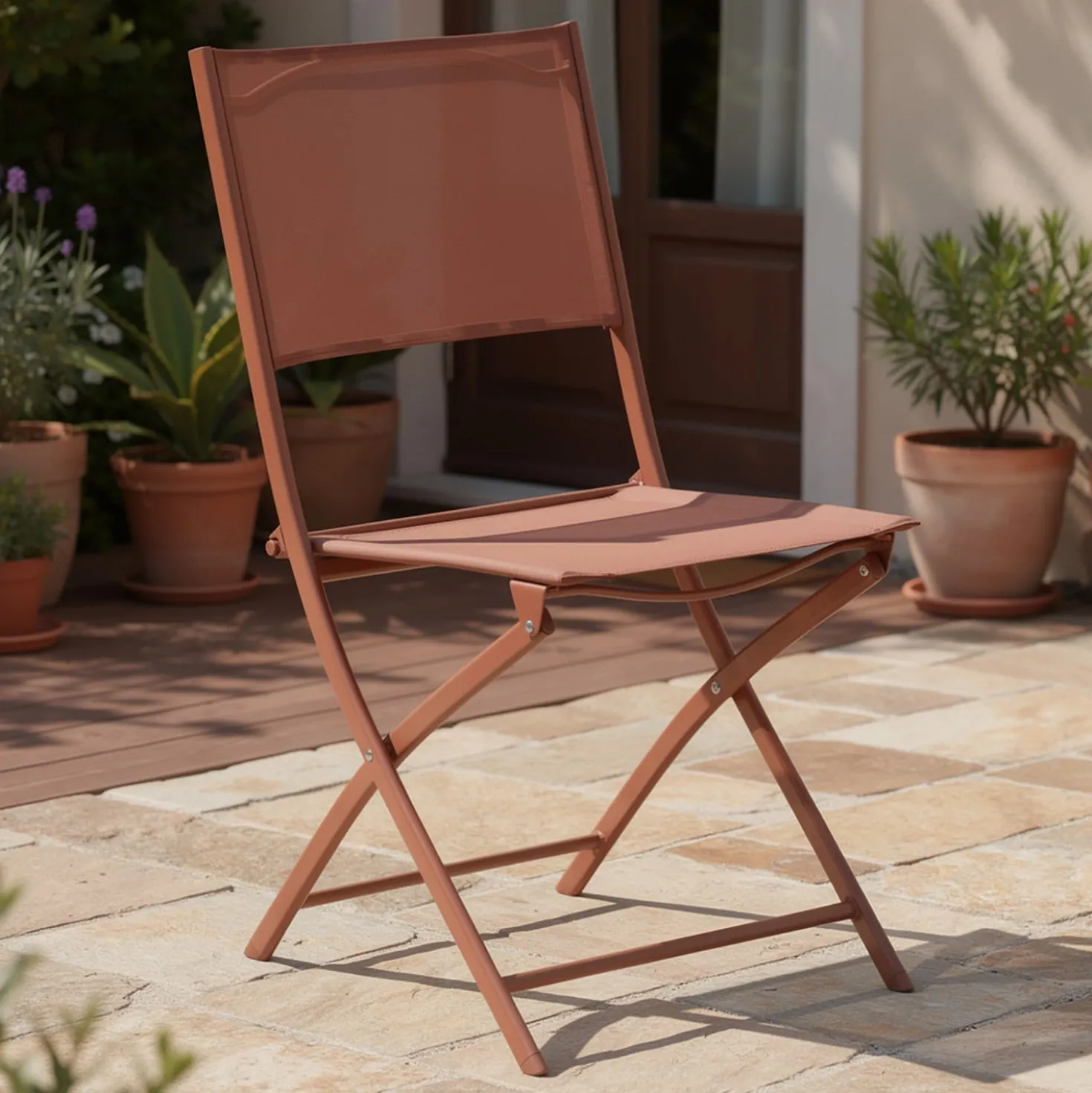 Sedia pieghevole giardino mogano Modula