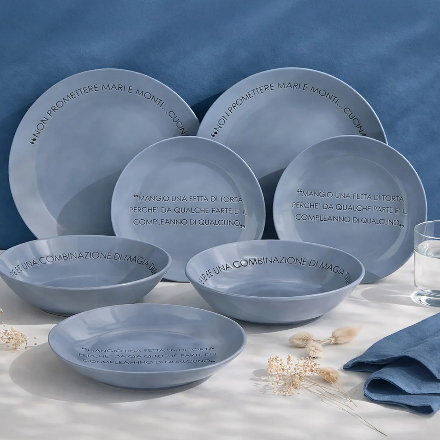 Servizio 18 piatti ceramica blu Quotes