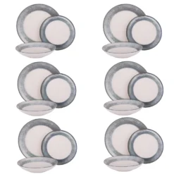 Servizio 18 piatti ceramica bordo blu Caelis