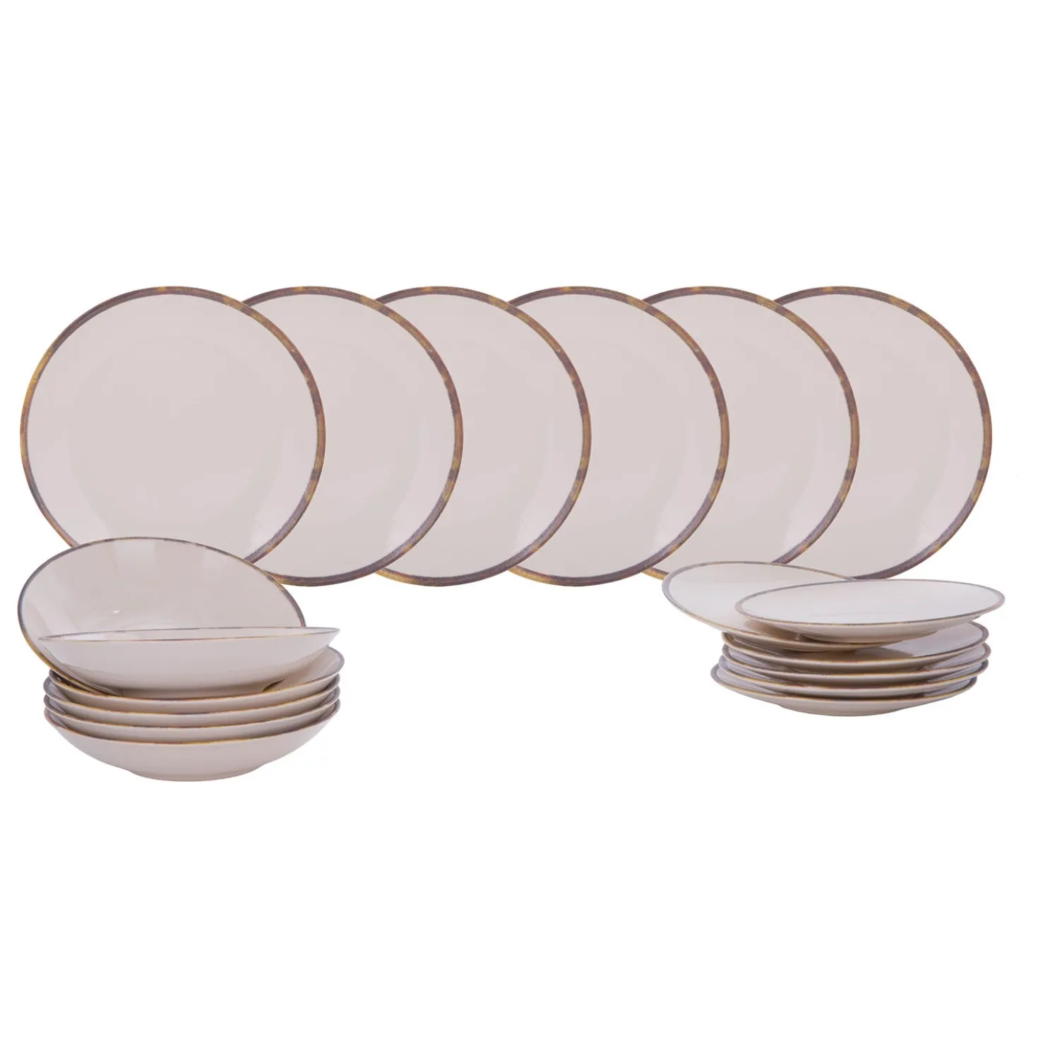 Servizio 18 piatti ceramica bordo pennellato Pyetra
