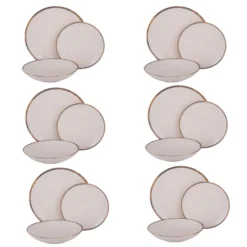Servizio 18 piatti ceramica bordo pennellato Pyetra