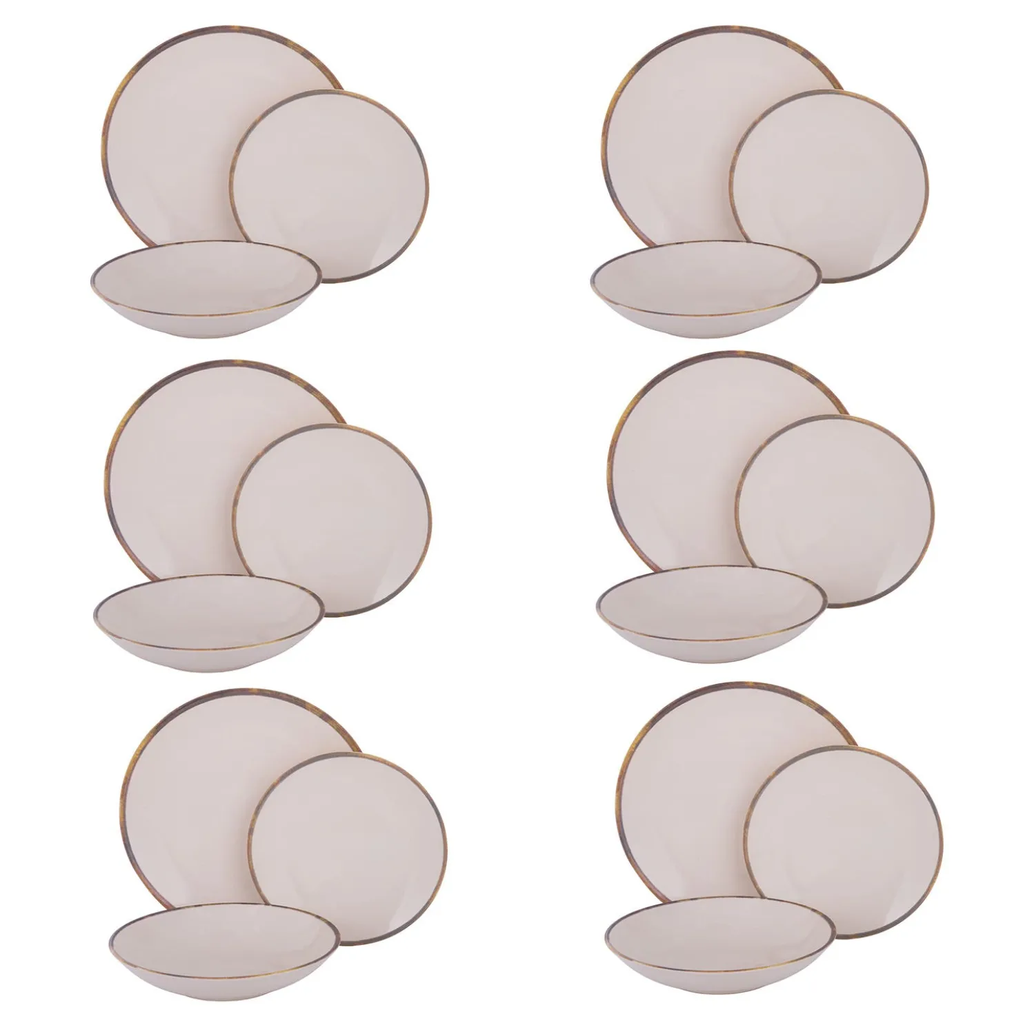Servizio 18 piatti ceramica bordo pennellato Pyetra