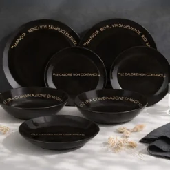 Servizio 18 piatti ceramica nero Quotes