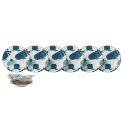 Servizio 12 piatti porcellana blu azzurro Mosaico