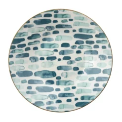 Servizio 12 piatti porcellana blu azzurro Mosaico