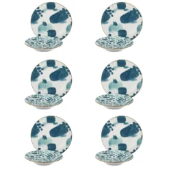 Servizio 12 piatti porcellana blu azzurro Mosaico