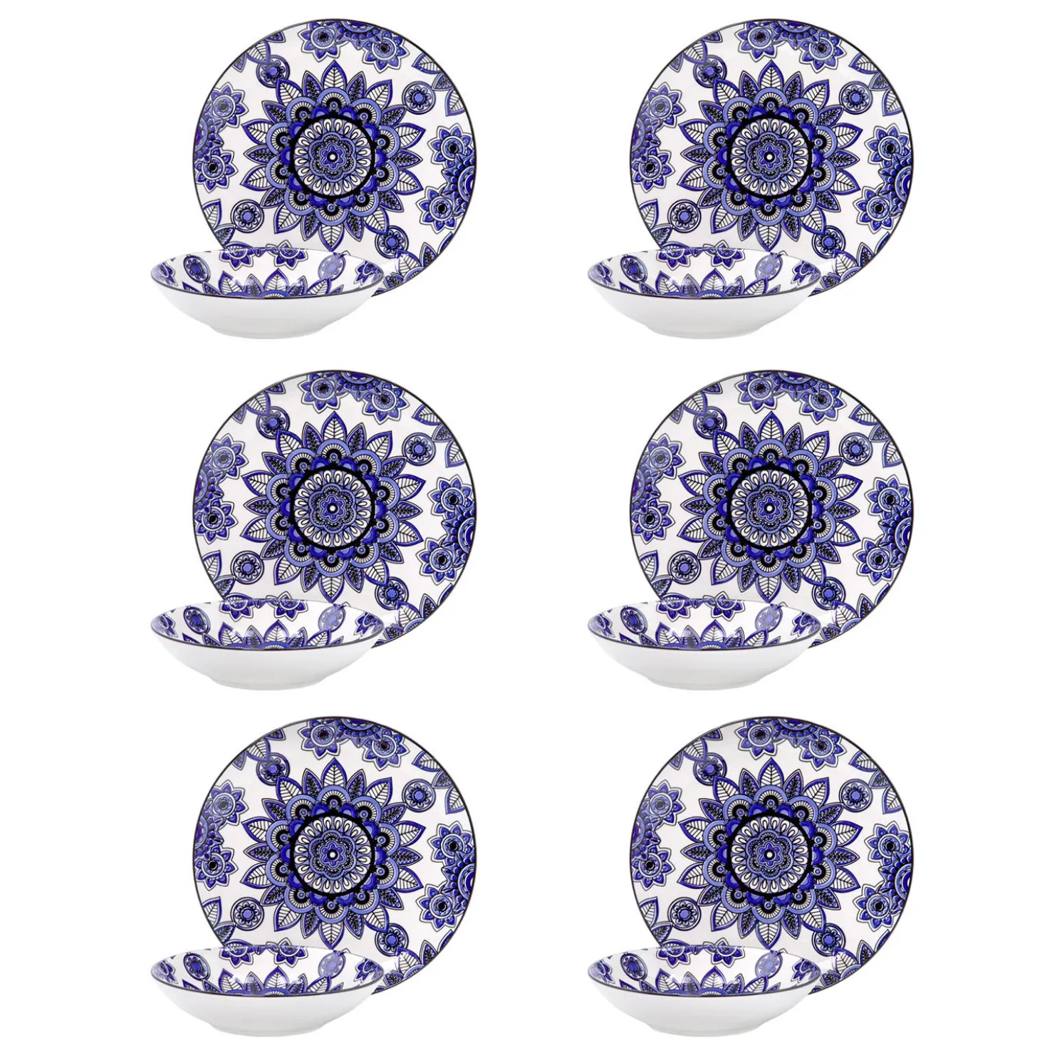 Servizio 12 piatti porcellana Celestial blu