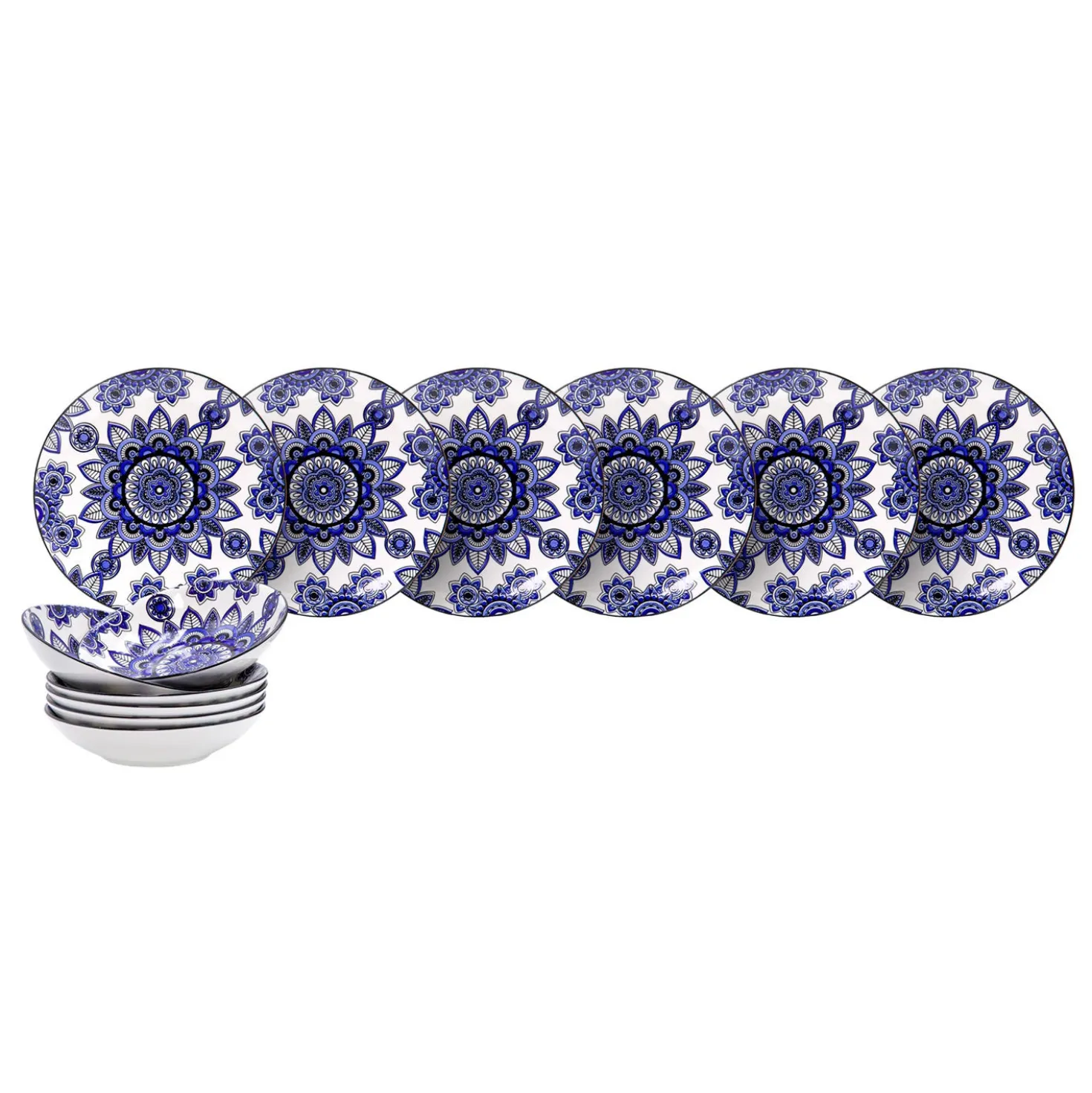 Servizio 12 piatti porcellana Celestial blu