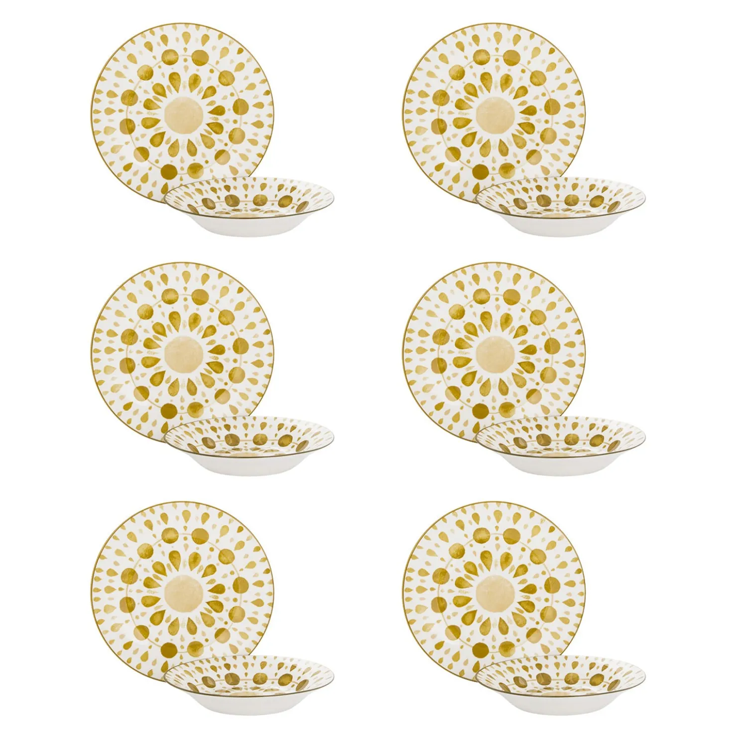 Servizio 12 piatti porcellana Etnika beige
