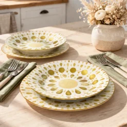 Servizio 12 piatti porcellana Etnika beige