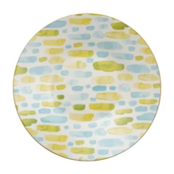 Servizio 12 piatti porcellana giallo verde Mosaico
