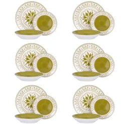 Servizio 18 piatti porcellana Mistral verde
