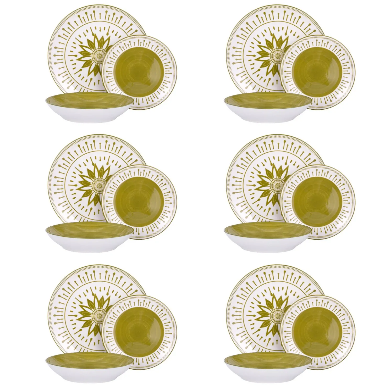 Servizio 18 piatti porcellana Mistral verde
