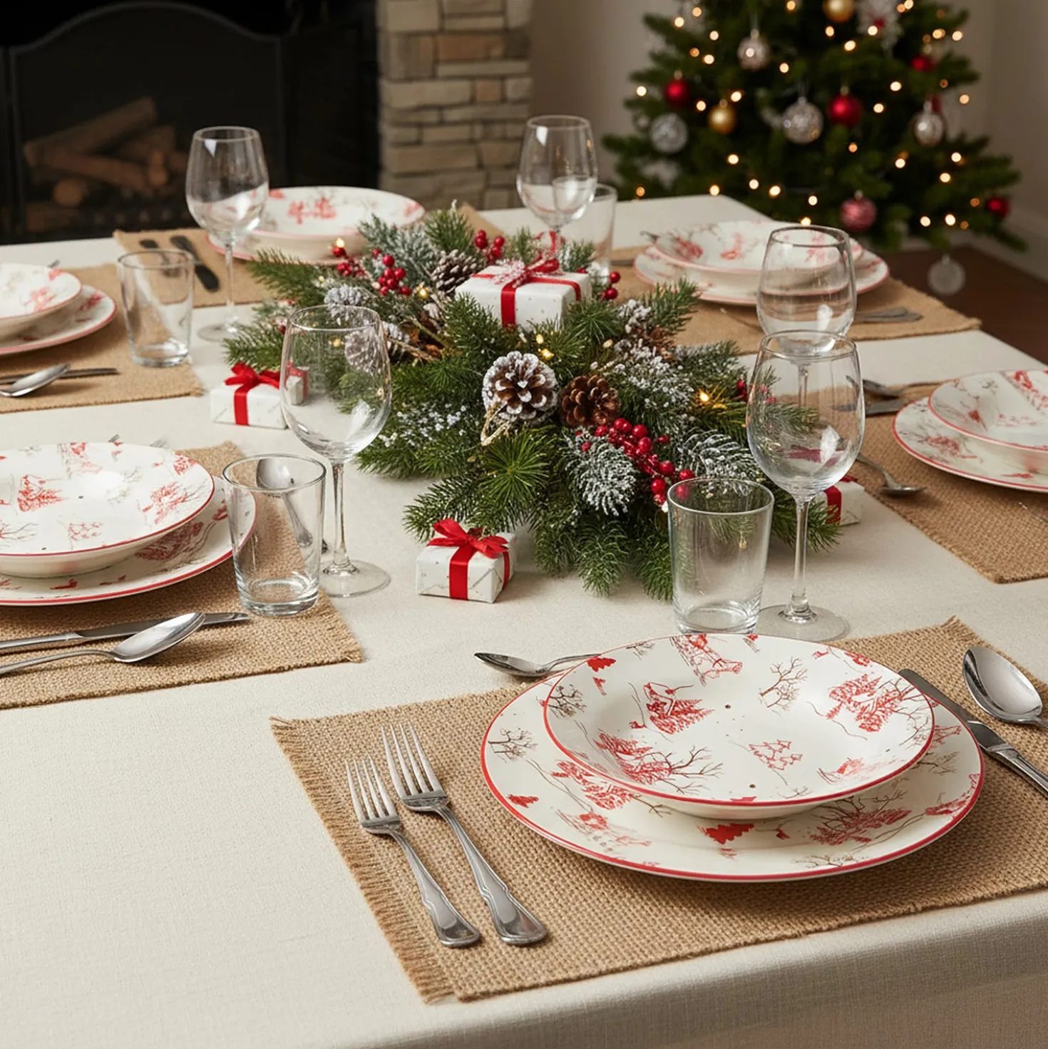 Servizio 18 piatti porcellana Nordic Christmas